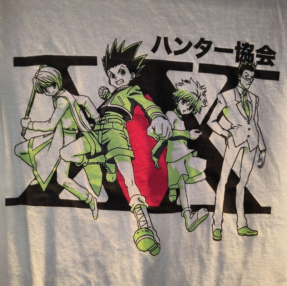 Hunter Anime Graphic Tee - White, Green, and Black